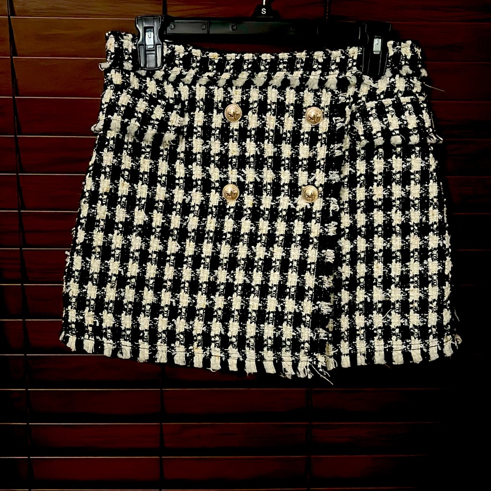 House of Harlow 1960 Black Houndstooth Tweed Skort Size Medium
